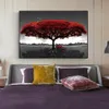 Sculptures abstraites peintures à l'huile d'arbre rouge imprimées sur toile, affiches et imprimés d'art mural de paysage, images d'art, décoration murale de maison