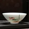 Чашки блюдцы керамическая ручная накраска лотосная чашка Jingdezhen белая фарфоровая кубка