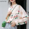 Camicette da donna Camicie Donna Vintage Autunno Allmatch Alla moda Stile coreano Donna Stampa Carino Streetwear Chic Student Daily Soft 230726