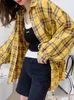 Женские блузкие рубашки JMPRS Fashion Plaid Women Рубашка мода корейская негабаритная топы Harajuku Daily All-Match