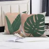 Kudde/dekorativ anpassningsbar kast soffa heminredning dekorativ omslag grönt tropiskt bladrosa kudde omslag