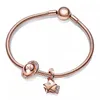 Designer Rose Gold Bracelet Necklace Pearl Earrings Star charms Pendant Collarbone Chain Bone Chain DIY fit Pandora Bracelet set Jewelry Fashion Party Gift