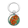 Schlüsselanhänger Lanyards Colorf Schönheit Blumen Mode Glas Cabochon Schlüsselbund Tasche Auto Schlüsselringe Halter Charms Silber Überzogene Ketten Frauen Gi Dhfvg