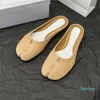 slippers ladies sandals designer fashion leather low top round head split toe flat bottom one stirrup outdoor home leisure walking hotel half slippers