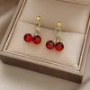 Dangle Boucles D'oreilles 2023 Tempérament Femmes Rouge Cerise Convient Pour La Personnalité En Acier Inoxydable Charme Bijoux