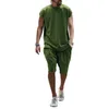 Herrespår 2023 Hip Hop Street Casual Male Set Loose Short Sleeve Men T Summer Shorts Solid Color Fashion Wear Wear