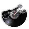 Guitar Treble Clef & Guitar Vinyl Record Wall Clock 3d Musical Instrument Music Score Wall Watch with Led Illumination Rock N Roll Gift