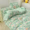 Bedding sets Cartoon Bedding Set Princess Girls Flounce Bed Linen Single Full Queen Size Duvet Cover Flat Sheet 2pc Pillowcases Kit B95E 230726