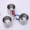 Mugs 220ml Camping Cup Water Double Wall Stainless Steel Hiking Mug Coffee Beer Tumbler D-Ring Self-Lock Travel