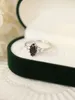 2023 Mode Ny S925 Silverring Oval Black Agate Set Diamond Ring European och American Simple Design Women's Ring