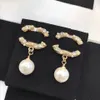 New Fashion Luxury Brand Dangle Earrings For Women Double Letter Pearl Jewelry Female Earring Girls Gift