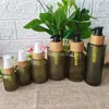 Storage Bottles Free Pink/Amber Frosted Glass Bottle White Pump Bamboo Cap Cosmetic Packing For Liquid Oil