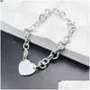 Charm Bracelets Bracelet for Women Sterling Sier Heart-shaped Pendant O-shaped Chain High Quality Brand Jewelry Girlfriend Dhfz6