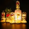 Couronnes de fleurs décoratives 2021 LED Enchanted Galaxy Rose Eternal 24K Gold Foil Flower With Fairy String Lights In Dome Pour Chri191v