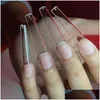 False Nails Non C-Curve XXL Long Coffin Acrylic Nail 팁 스트레이트 스퀘어 반 ER 인공 연장 시스템 도구 드롭 배달 HEA DHPF3