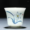 Cups Saucers Handmade Blue And White Porcelain Tea Cup Ceramic Hand-Painted Master Creative Water Mug Office Teacup Drinkware