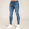 Calça Jeans Skinny Masculina Stretch Cor Sólida Calça Lápis Streetwear Masculina Ajuste Justo Azul Jeans Preto Jogging Calça Cowboy