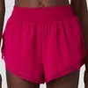 Lu Womens Yoga Outfits Summer High midjeshorts träning korta byxor fitness bär flickor som kör elastiska vuxna byxor sportkläder fodrad andningsbar