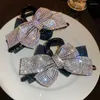 Klipy do włosów Kaitin Inkrustowany Rhineston Acryl Bow for Women Stylowy styl Krążki klip wysokiej klasy biżuteria imprezowa