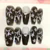 False Nails Handgjorda Shine Stars Y2K Press On Glitter Fake Nail With Lim Reablerable Short Coffin Stiletto Tips 230626 230726