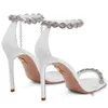 Summer Luxury Women Love Link Sandals Shoes Crytal Chain Stiletto Heels Floaty Pumps Dress Party Bridal Lady Sandalias EU35-43 With Box