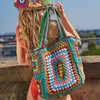 Kvällspåsar Bohemian Paisley virkning Kvinnor axelväskor Stickande stor tygväska casual lady handväskor stora shoppare purses Summer Beach Bag 230726