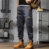 Męskie spodnie khaki ładunki mężczyźni sznurka do kostki spodnie streetwearne moda luźna codzienna praca