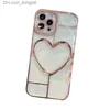 Obudowy telefonu komórkowego Heart Love Metallic Case na iPhone 14 Pro Max Plus 13 12 11 Moda Luksusowy miękki miłośnik TPU Clear Transparent Bling Telefon Z230731