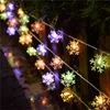 Tuindecoraties 12m Sneeuwvlok LED Lichtslingers Fairy Zonne-energie Guirlande 2023 Jaar Kerstmis Noel Navidad 230727