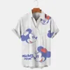 Camis 2022 Summer Casual Button Down Shirt Holiday Short Sleeve Mouse 3D Full Print Beach Fashion Mat