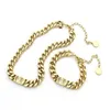 Роскошные дизайнерские ювелирные украшения Женские ожерелья Золото -толстая цепная ожерелье с буквой D Браслет из нержавеющей стали и наборы ожерелья Fashion294Q