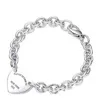 Charm Bracelets Bracelet for Women Sterling Sier Heart-shaped Pendant O-shaped Chain High Quality Brand Jewelry Girlfriend Dhfz6