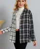 2023春秋の女性用コートホット販売黒と白のコントラストウールの格子縞の長袖トップ