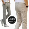 Pantaloni da uomo Estate Sottile Uomo Pantaloni in cotone di lino Pantaloni da uomo Business Casual Pantaloni da uomo dritti Pantaloni lunghi Nuovo di alta qualità Pontn Homme L230727