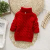 家族のマッチング衣装Ienens Kids Girl Seater Tricots Turtleneck Pullover Baby Winter Tops Solid Color Sweater autumn Boy Warm Pull 230726