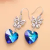 Dangle Earrings ZOSHI Luxury Crystal Butterfly Wedding Jewelry Love Heart Pendant Silver Plated Long For Women Gift