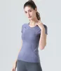 Lulu-03 T-Shirt à manches courtes pour femmes, tricot, séchage rapide, respirant, chemises de sport, course, entraînement, Yoga, haut, chemise active, femme, filles, citron