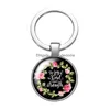 Chaveiros Cordões Flores Artístico Fonte Palavras Fé Vidro Cabochão Chaveiro Saco Porta-Chaves Do Carro Amuletos Banhado a Prata Cadeias Femininas Dhd7W