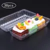 30 pçs Caixas de bolo de copo de plástico transparente e embalagens transparentes descartáveis Sushi Take Out Box Retângulo Frutas Pão Embalagem Padaria271L