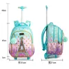 Школьные сумки детские школьные сумки для девочек с колесами для девочек с пакетами для ланча школьной сумки набор подростков рюкзак рюкзак рюкзак на колесный рюкзак 230727