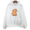 Kvinnors hoodies tröjor roliga capybara tryck hoodie kvinnor män kawaii tecknad topps tröja för flickor unisex mode harajuku grafiska huvtröjor 230727