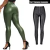 Women's Leggings High Waist Zipper Pu For Women Black Push Up Leggins Lady Sexy Booty Stretch Slim Sport Pants Leather Legging Female