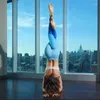 Active Pants 2023 Summer Yoga Gradient Illusion Printing Slim High midja Bekväma andningsbara Sports Fitness Women