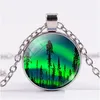 Anhänger Halsketten Grüne Nordlichter Halskette Aurora Borealis Charme Landschaft Glas Galaxie Universum Hand Handwerk Kunst Trendiger Schmuck Dro Dhkjs