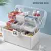 Nieuwe Draagbare Lege Ehbo-doos Helder 2-Tray Plastic Medicatie Opbergdoos Voor Thuis Met Divider Inserts En handvat Wit Y1113282H