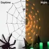 Garden Decorations Solar Halloween LED Spider Web Ljus Vattentät svart Net Purple String Light Outdoor Home Party Decor 230727