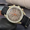 Biyokeramik Gezegen Moon Mens tam fonksiyonu izler Quarz Chronograph Saat görevi Mercury 42mm Lüks Sınırlı Sınırlı Edition Master kol saatleri orijinal kutu ile