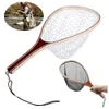 Fishing Accessories Fly Fishing Landing Net Portable Lightweight Rubber Net With Wooden Handle Fly Fishing Gear Accessories 230726