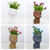 Kits menina cabeça suculenta planta vaso de flores piso simples personagem estátua ao ar livre paisagem jardim decoração retrato ornamento