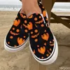 Chaussures habillées Halloween Citrouille Taille 43 Chaussures 2022 Automne Squelette Impression Appartements Femmes Chaussures Slip-on Paresseux Toile Chaussures Mocassins Zapatos Mujer J230727